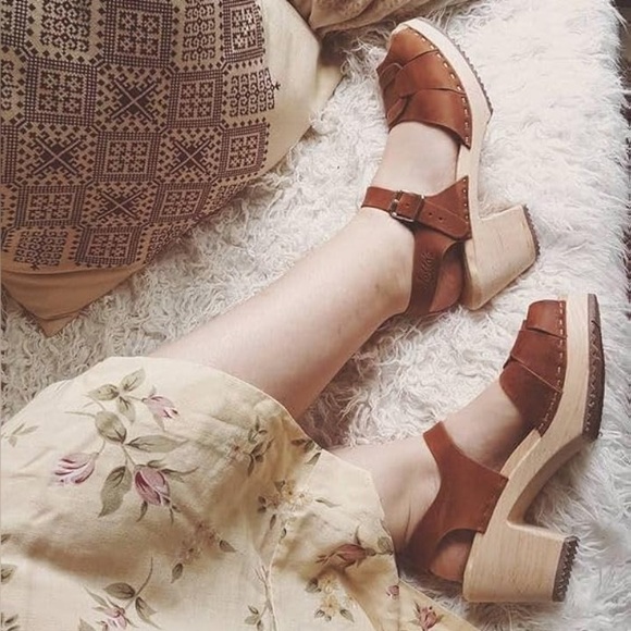 LOTTA FROM STOCKHOLM Tan Leather Peep Toe Clogs Spruzzato Seconds Size 10.5 42 - Picture 5 of 12